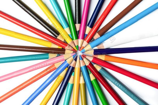 有色的铅笔采用圆富有色彩的教育<strong>教师</strong>背向school学校