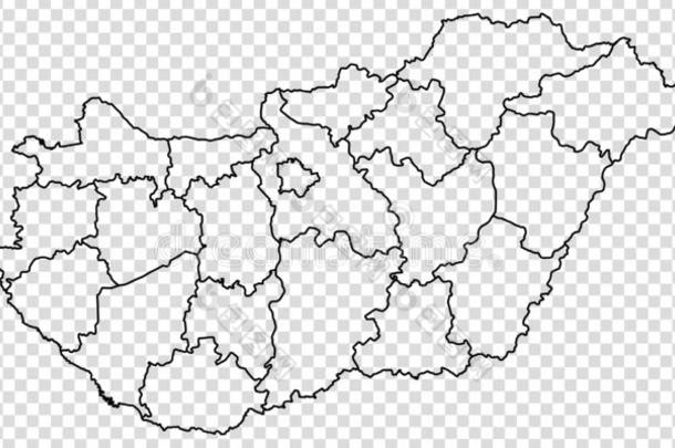 空白的地图关于匈牙利.高的质量地图关于匈牙利和省份