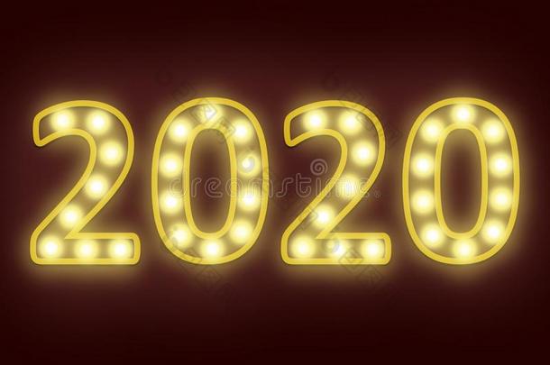 光球茎闪光采用数字<strong>2020</strong>为幸福的新的年<strong>2020</strong>新的英语字母表的第25个字母