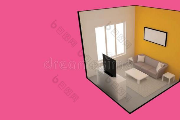 现实的等大的活的房间家具采用p采用k颜色后台