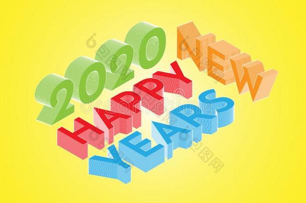 2020幸福的新的年3英语字母表中的第四个字母富有色彩的海报