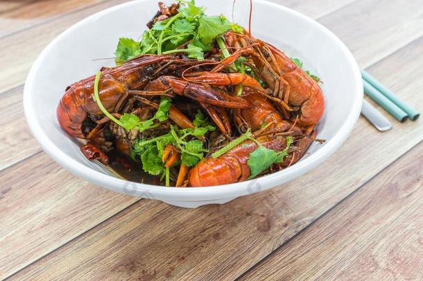 中国,重庆四川辛辣的干燥的辣椒小的龙虾,亚蒙神