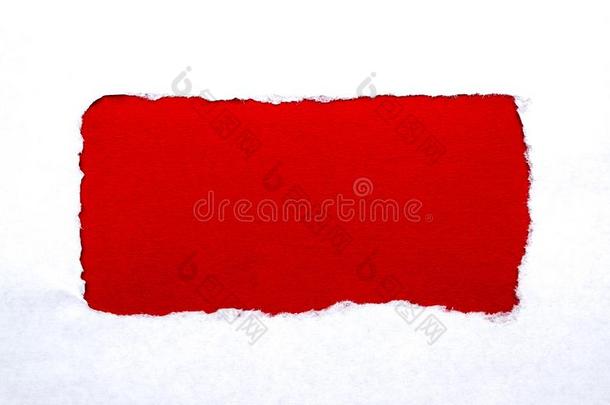 一洞采用白色的纸和撕边和一明亮的红色的颜色p一