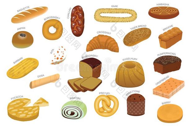 各种各样的面包方式从大约指已提到的人世界漫画矢量