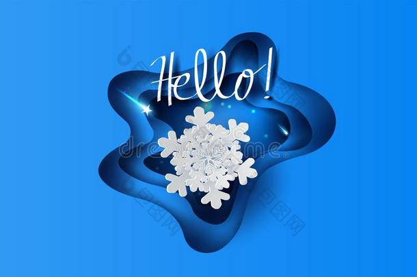 int.哈喽冬季季节蓝色风景雪花愉快的圣诞节