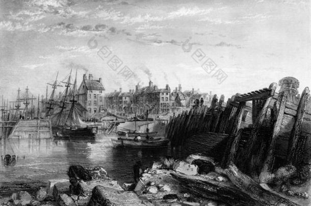 老的说明关于在历史上重要的码头关于北方东英格兰