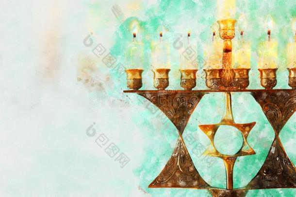 水彩方式和抽象的影像关于犹太人的假日光明节wickets三柱门