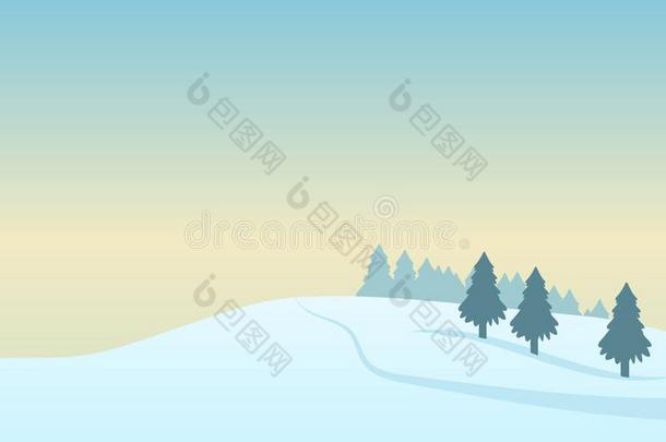 冬至风景越过一下雪的小山