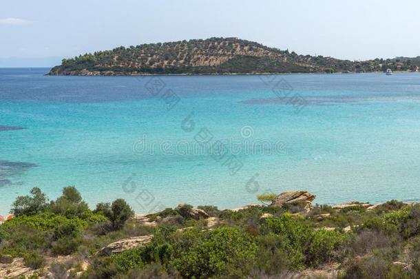 图标名称海滩在锡索尼亚半岛,希腊