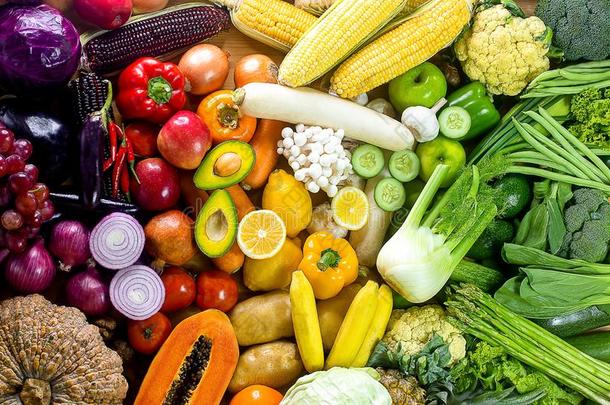 新鲜的蔬菜和成果,富有色彩的成果和蔬菜,干净的