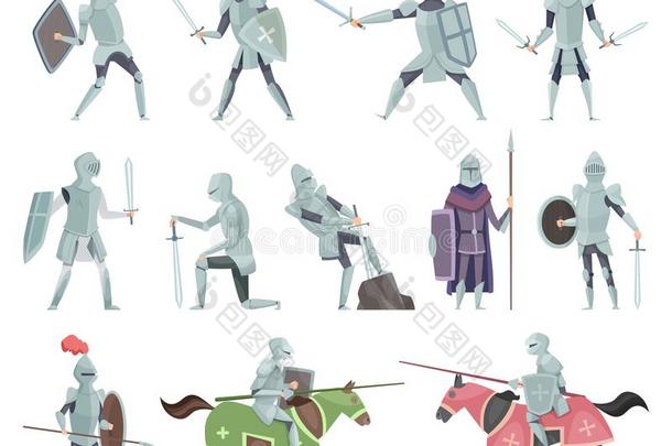 骑士.中古的与作战装甲字符十字军战士历史的英语字母表的第2个字母