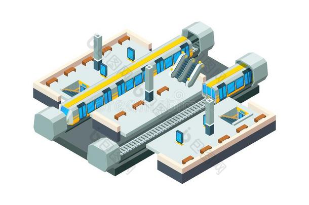 城市地下铁道车站.都市的地铁隧道和铁路火车vectograp矢量图