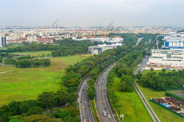 空气的新加坡城市风光照片,公路风景