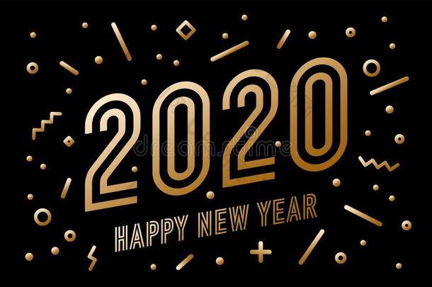 2020,幸福的新的年.招呼卡片幸福的新的年2020