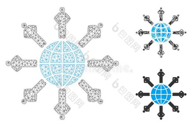 行星的社会矢量网孔尸体模型和三角形马赛克