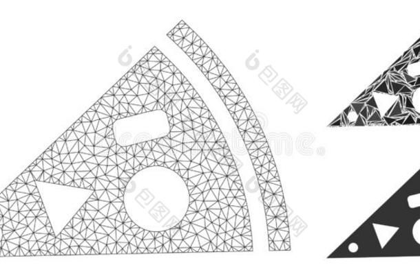 意大利薄饼块矢量网孔网模型和三角形马赛克偶像