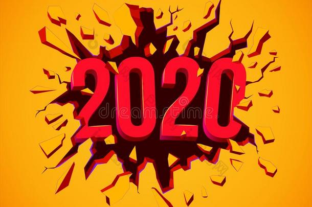 幸福的新的<strong>2020</strong>年招呼卡片.飞鸟,<strong>海报</strong>,招待或