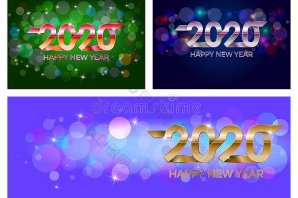 2020幸福的新的年.横幅招待,社交聚会海报辉煌的