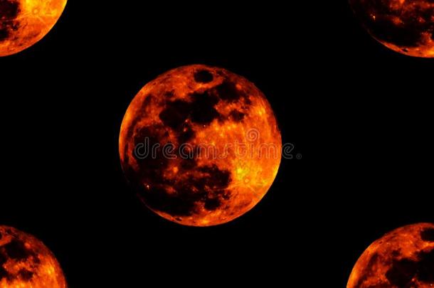 num.<strong>五明</strong>亮的满的桔子红色的血月亮向黑的背景华普