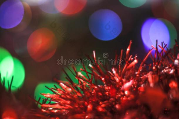 美丽的圣诞节红色的星向背景关于焦外成像花环.Switzerland瑞士