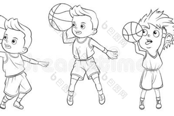 漫画收集关于男孩演奏篮球