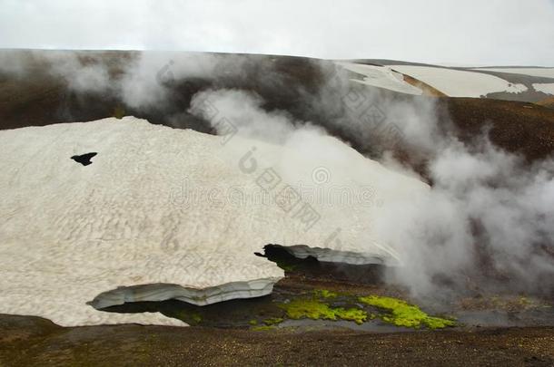 兰德曼纳劳卡-Hoskuldskali徒步旅行和停止在指已提到的人间歇喷泉