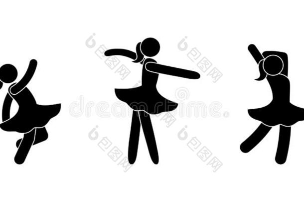 跳舞者偶像,象形文字芭蕾舞女演员采用各种各样的使摆姿势,粘贴数字
