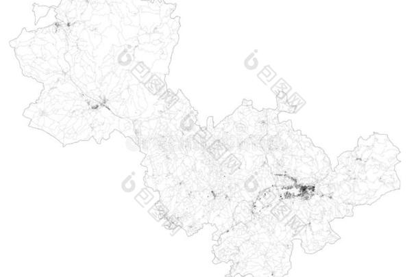 卫星地图关于省份关于特尔尼,镇和锚地,建筑物一