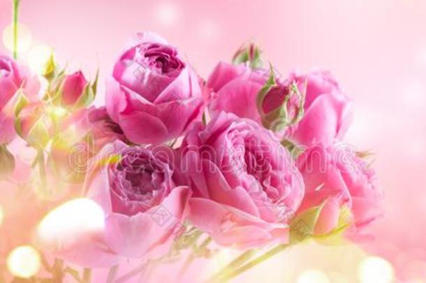 粉红色的玫瑰花束,盛开的玫瑰.玫瑰花束艺术designate指明