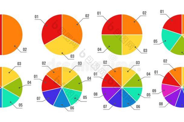 圆形的图解.分开的和多彩的馅饼图表,金融