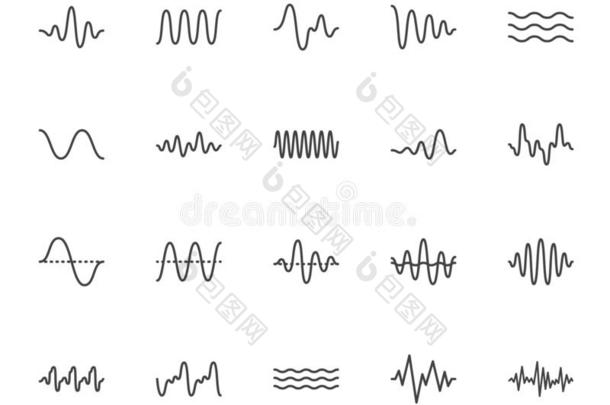 声音波平的线条偶像放置.摆动,声波,听觉的沃伊