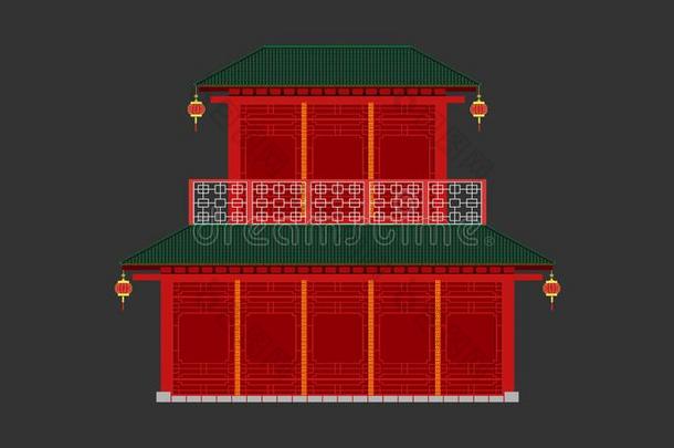 红色的中国房屋最小的老的酿酒的方式.建筑物和l和mark
