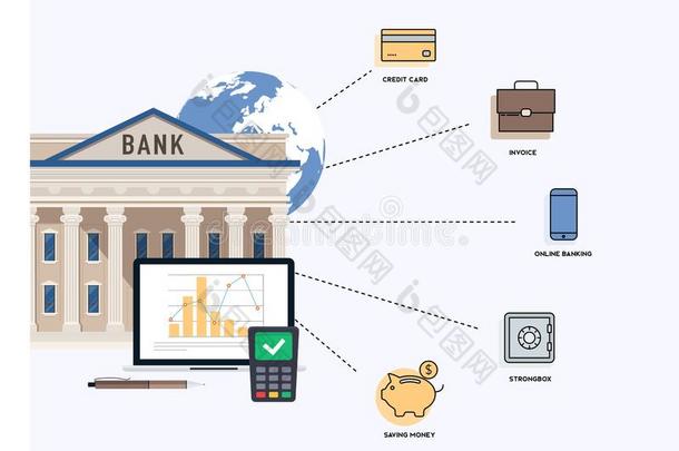 在线的银行业务信息图表观念.互联网银行业务,在线的paidup付清
