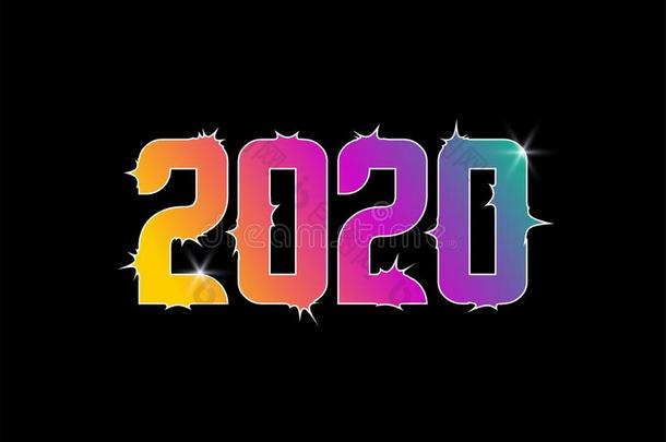2020数字新的年富有色彩的彩虹颜色