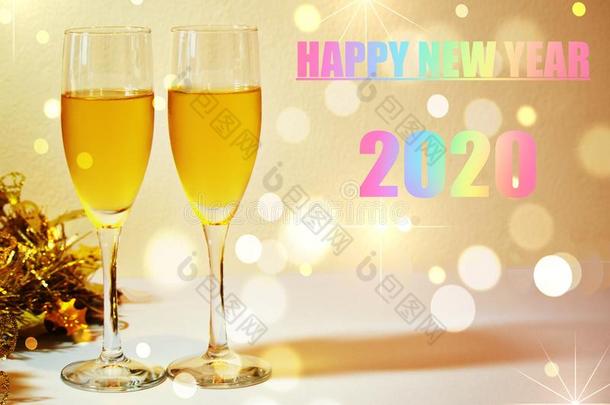 庆祝新的年和香槟酒和玻璃关于香槟酒