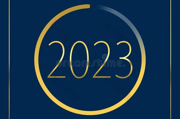 2023幸福的新的年金色的装货进步条隔离的向蓝色
