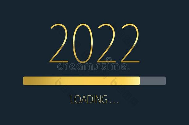 <strong>2022</strong>幸福的新的年金色的装货进步条隔离的向黑暗的