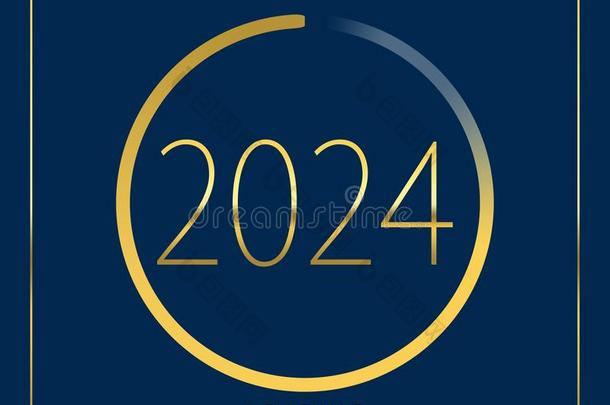 2024幸福的新的年金色的装货进步条隔离的向蓝色