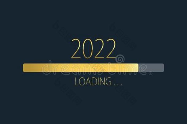 2022幸福的新的年金色的装货进步条隔离的向黑暗的