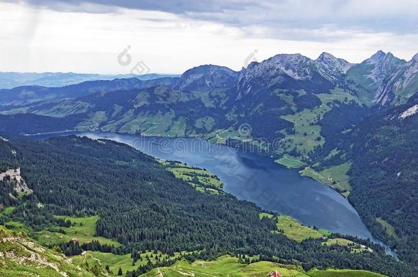 阿尔卑斯山的风景关于指已提到的人瓦吉塔尔<strong>称重</strong>湖采用指已提到的人摇动