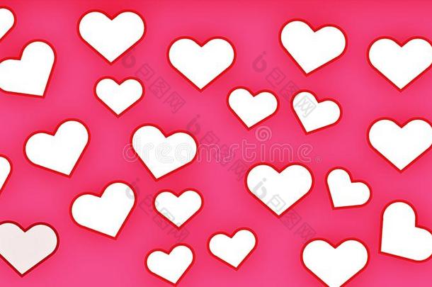白色的心向粉红色的背景无缝的模式爱壁纸