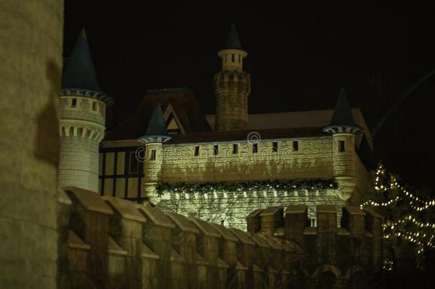 加拿大仙境城堡在夜