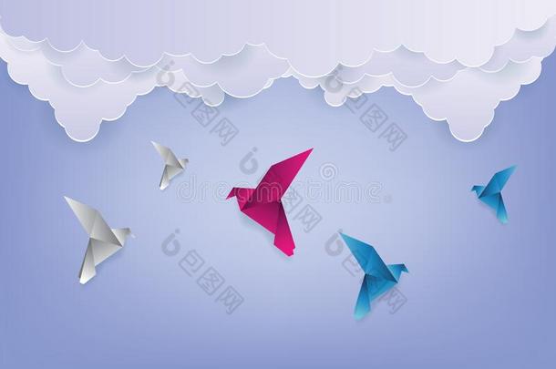 折纸手工使富有色彩的鸟和折纸手工云.纸艺术和CostaRica哥斯达黎加