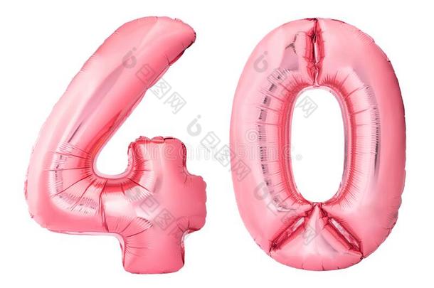 数字40四十使关于玫瑰金需充气的气球隔离的英语字母表的第15个字母