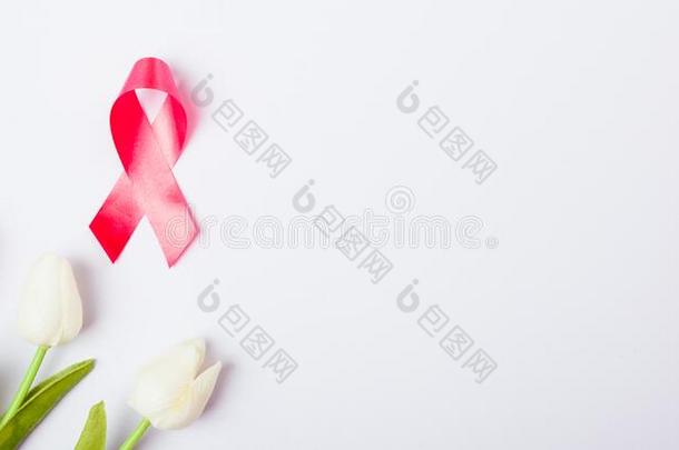 乳房癌症月观念,平的放置顶看法,粉红色的带和