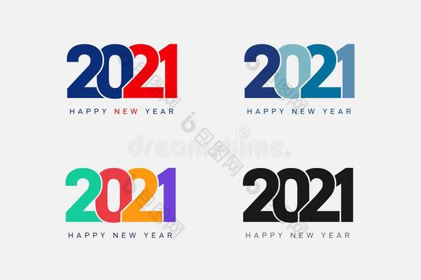 幸福的新的年2021标识文本设计.放置关于遮盖关于商业英语字母表中的第四个字母