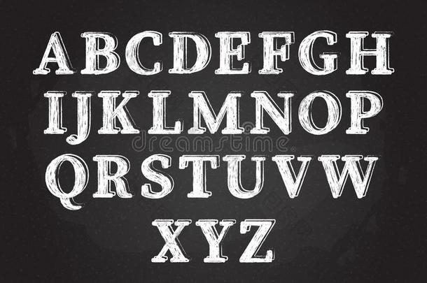 大<strong>写字</strong>母盘<strong>粉笔</strong>潦草地书<strong>写字</strong>体矢量图解的