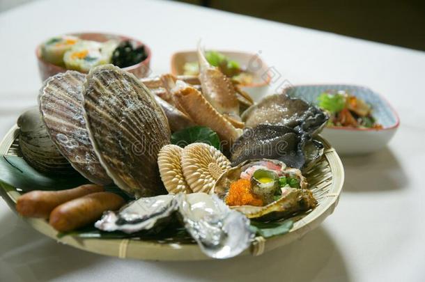 海产食品收集蟹,贝类动物,牡蛎-日本人食物