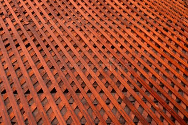 棕色的木制的墙格子框架背景质地.木制的栅栏克罗