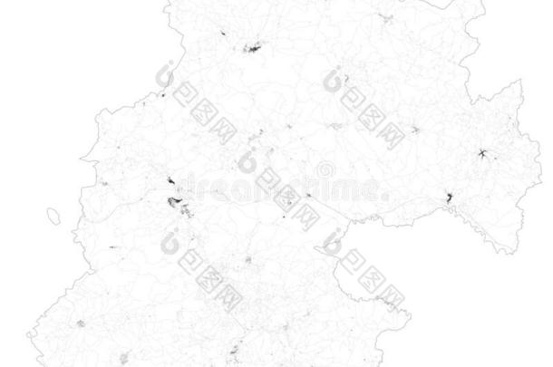 卫星地图关于省份关于恩纳镇和锚地,建筑物和